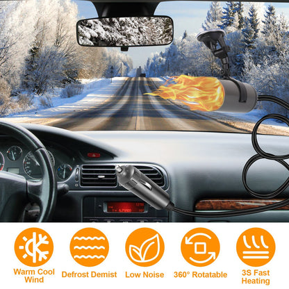 Portable Car Heater 2 In 1 Heating Cooling Fan Rotatable Demister Defroster With 4.92ft Cord