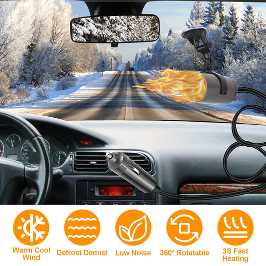 Portable Car Heater 2 In 1 Heating Cooling Fan Rotatable Demister Defroster With 4.92ft Cord