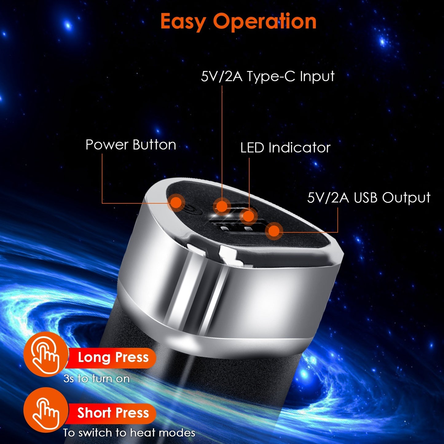 2 Packs Split-Magnetic Handwarmers 2 In 1 Portable Electric Pocket Heater Power Bank Portable Charger With 3 Heating Levels For Camping Hunting Fishing Skiing