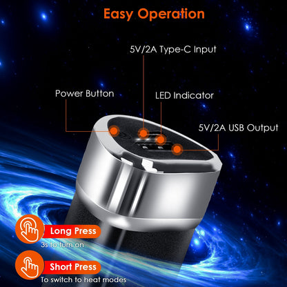 2 Packs Split-Magnetic Handwarmers 2 In 1 Portable Electric Pocket Heater Power Bank Portable Charger With 3 Heating Levels For Camping Hunting Fishing Skiing