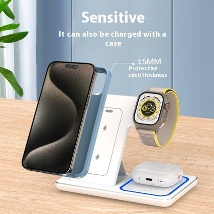 LED Fast Wireless Charger Stand Foldable Charging Station For Smart Phone 15 14 13 12 11 IWatch 9 8 7 6 5 Airpods Pro