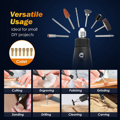 Mini Corded Rotary Power Tool Set Of 186Pcs Electric Detail Sander Grinding Pen Small Drill Kit Engraver With 5 Speeds For Sanding Polishing Drilling Etching Engraving Carving DIY Crafts