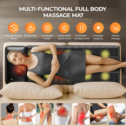 Foldable Massage Mattress Controller With Smart Heating And Timer, Perfect For Full-body Relaxation At Home, Portable And Convenient For Home Use
