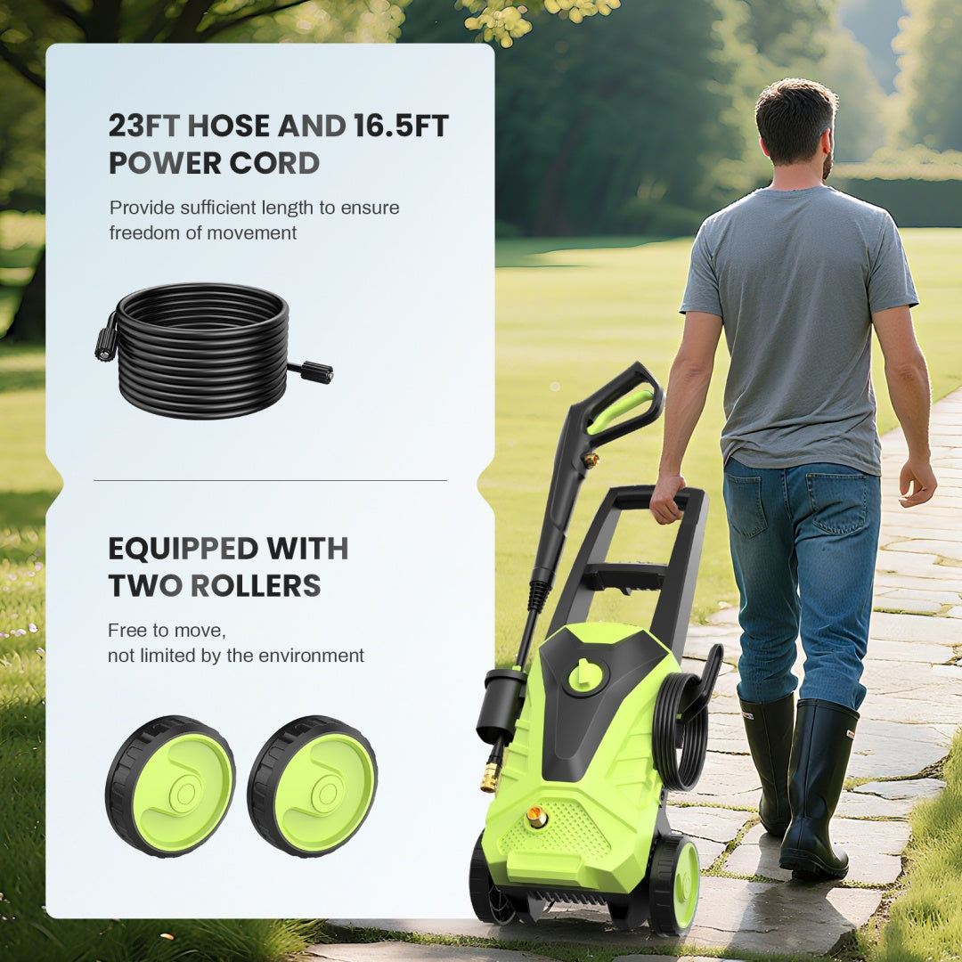 Electric Pressure Washer, High Pressure Cleaning Machine With Foam Cannon, 2.0 GPM Power Washer