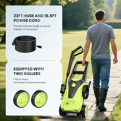Electric Pressure Washer, High Pressure Cleaning Machine With Foam Cannon, 2.0 GPM Power Washer