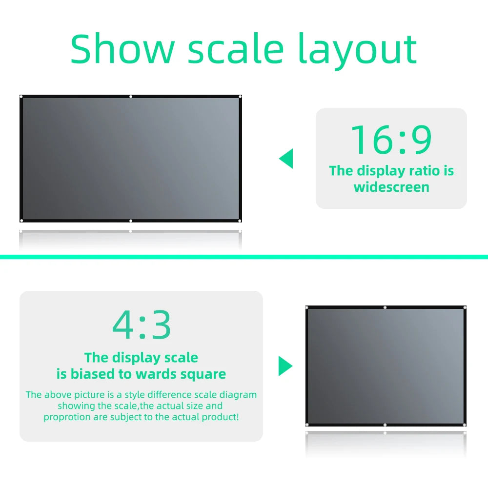 Projector Screen 16:9 Metal anti Light Curtain Reflective Fabric Cloth for YG300 XGIMI H3 HALO Mogo Xiaomi DLP Projector