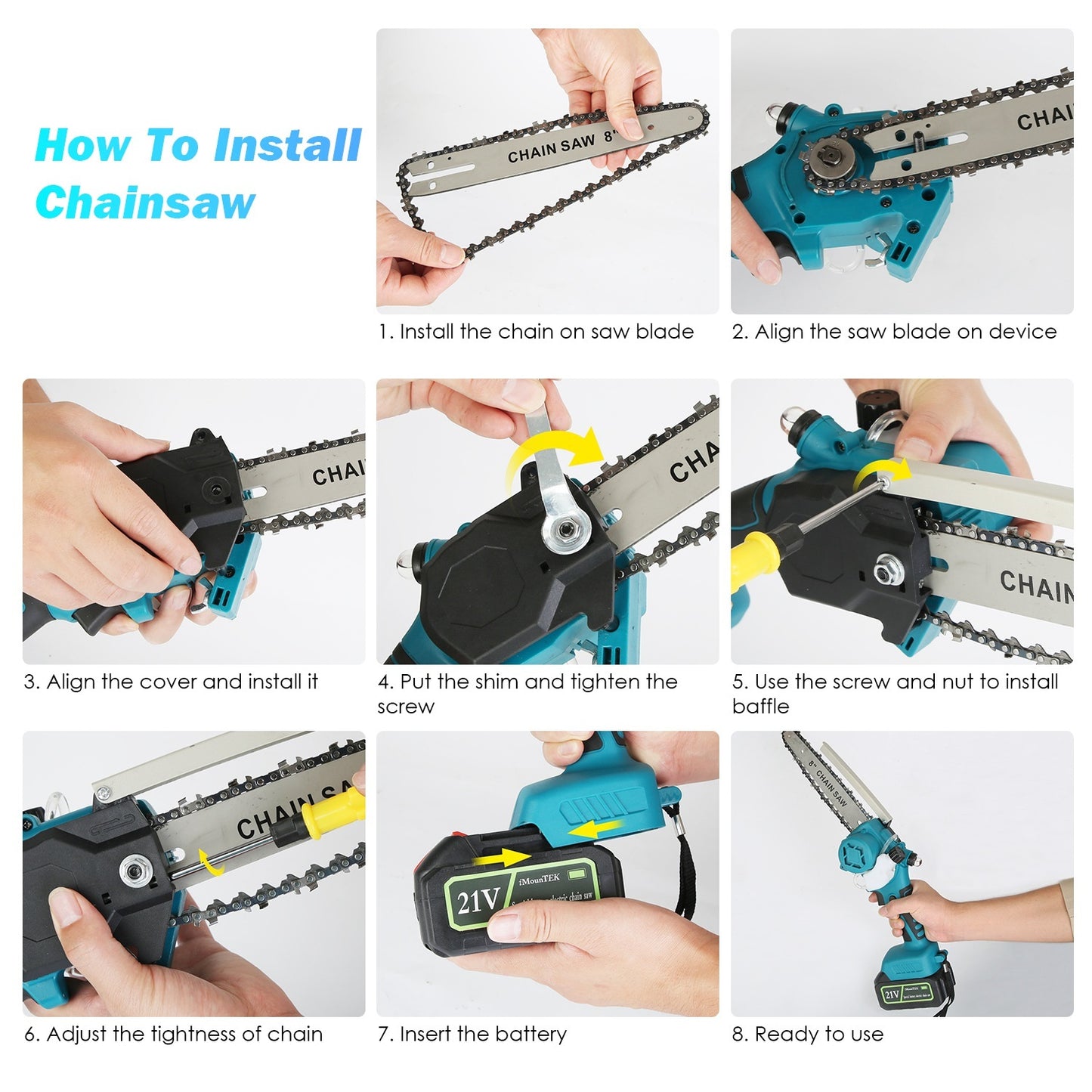 2 In1 Cordless Pole Saw And Mini Chainsaw With Extension Pole 21V Battery 8in Electric Brushless Pole Chainsaw With Auto Oiler Safety Switch 6.4LBS Lightweight For Tree Trimming