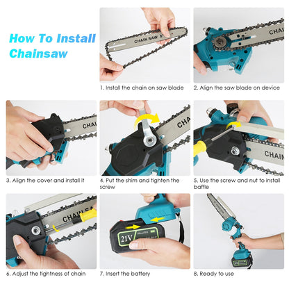 2 In1 Cordless Pole Saw And Mini Chainsaw With Extension Pole 21V Battery 8in Electric Brushless Pole Chainsaw With Auto Oiler Safety Switch 6.4LBS Lightweight For Tree Trimming