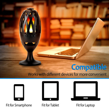 LED Flame Speakers Torch Wireless Speaker Waterproof Stereo Bass Speaker Outdoor Light-Up Speaker Atmosphere LED Flickers Night Light Patio Stake Lights Lantern For Party Camping