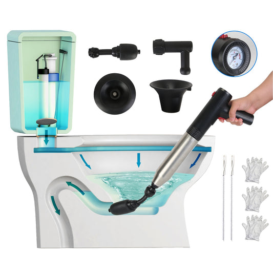 Electric Toilet Plunger High Pressure Air Plunger Air Drain Blaster Drain Clog Remover With Real Time Pressure Display For Toilets Bathroom Floor Drain Kitchen Sinks Plumbing Clogs