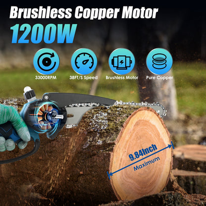 2 In1 Cordless Pole Saw And Mini Chainsaw With Extension Pole 21V Battery 8in Electric Brushless Pole Chainsaw With Auto Oiler Safety Switch 6.4LBS Lightweight For Tree Trimming