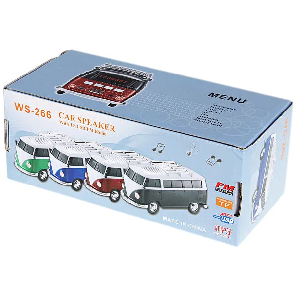 WS-266BT Bluetooth Speaker in Car Bus Design with TF, USB, FM, AUX, and Hands-Free Functionality