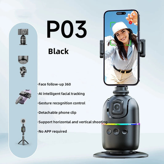 AI P03 Auto Face Tracking Gimbal – 360° Rotation, Phone Stabilizer & Tripod in One for Smooth Video & Vlogging