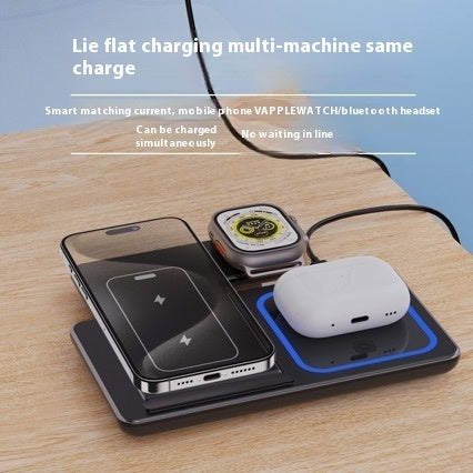 LED Fast Wireless Charger Stand Foldable Charging Station For Smart Phone 15 14 13 12 11 IWatch 9 8 7 6 5 Airpods Pro