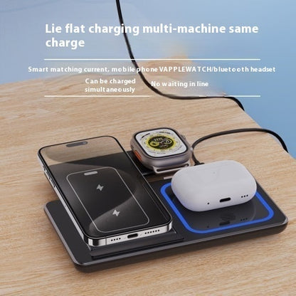 LED Fast Wireless Charger Stand Foldable Charging Station For Smart Phone 15 14 13 12 11 IWatch 9 8 7 6 5 Airpods Pro
