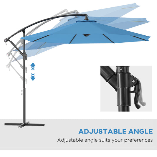 Cantilever Tilt Offset Patio Umbrella W UV & Water Safe Material & Cross Base Weight Not Included, Blue