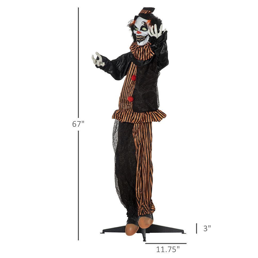 Life Size Outdoor Halloween Decorations Talking Circus Clown, Animatronic Animated Prop, Decor With Sound And Motion Activated Light Up Eyes, Laughter