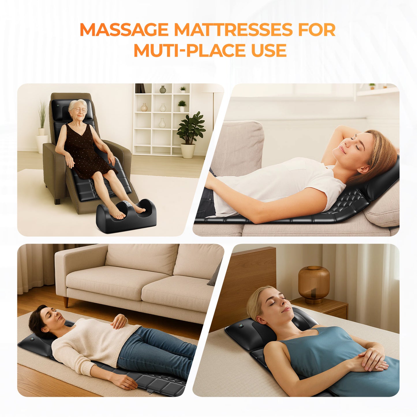 Foldable Massage Mattress Controller With Smart Heating And Timer, Perfect For Full-body Relaxation At Home, Portable And Convenient For Home Use