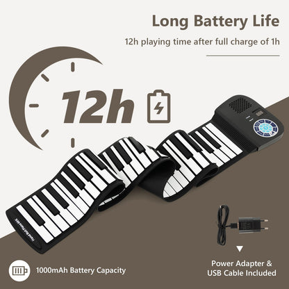 Portable 88-Key Roll up Electronic Piano for Kids and Beginners