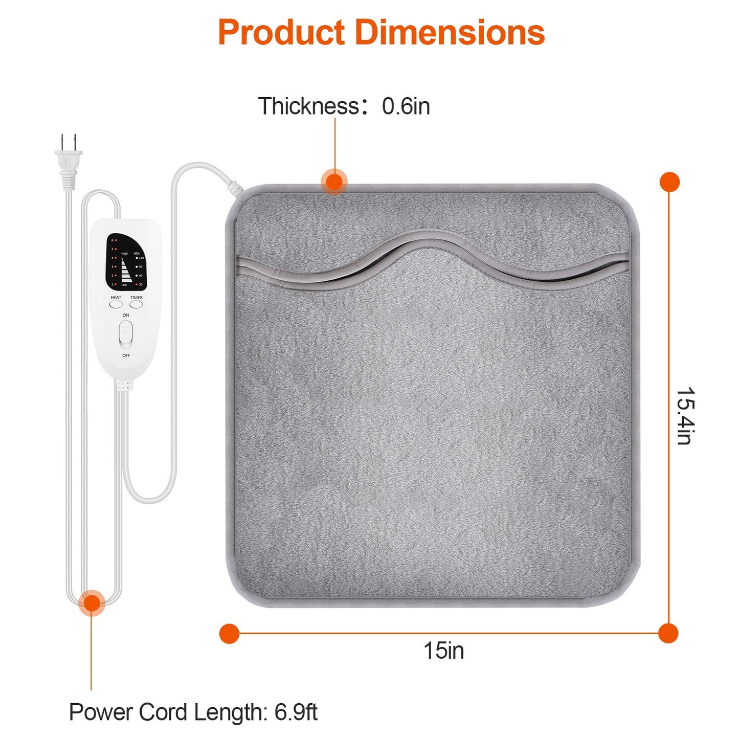Electric Foot Warmer Heater Fast Heating Pad Cushion Mat Machine Washable With 6 Temperature Settings 4 Timer Modes