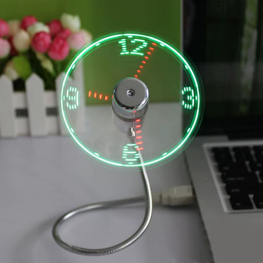Gadgets Flexible Program Electric Mini USB Ceiling Hands Fan Gooseneck LED Light Display Time Clock Fan for PC Notebook