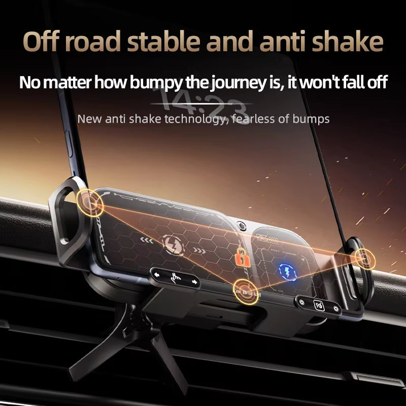 Electronic Gadgets Wholesale 15W Stable anti Shake 360 Rotation Folding Screen Car Wireless Charger Pad Phone Holder for Phone