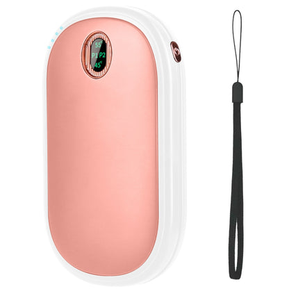 Rechargeable Hand Warmer Electric Hand Heater Portable Reusable Pocket Warmer Power Bank With Digital Display 2 Levels Double-sided Heating