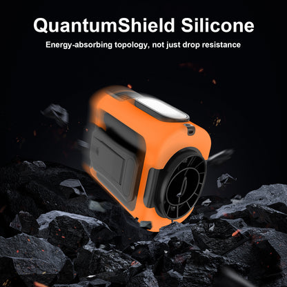 Clip On Wearable Belt Personal Fan, Rechargeable Battery Powered, With 5 Speed Levels And A Flashlight, Suitable For Outdoor Camping And Traveling Orange