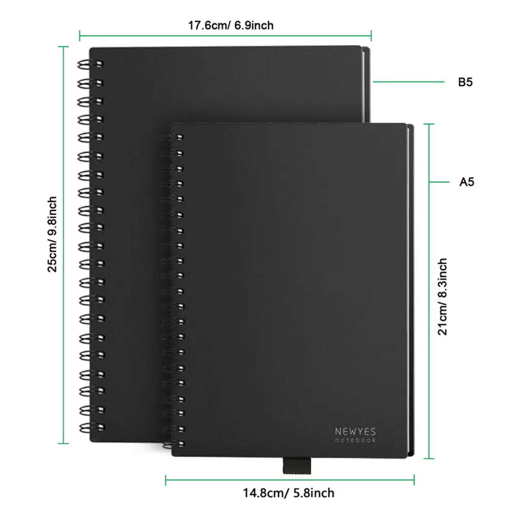 Smart Reusable Erasable Notebook Paper Erase Notepad Note Pad Lined with Pen Pocketbook Diary Journal Office School Drawing Gift