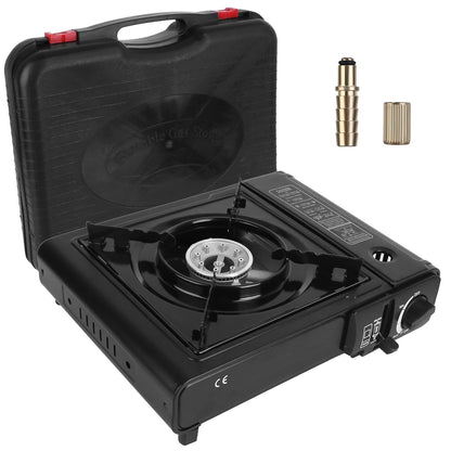 Portable Camping Stove Butane Canister Dual Fuel Burner Piezo Electric Ignition Single Burner With Automatic Tank Ejection Overpressure Cut Off Carry Case For Camping Hiking Picnic Fishing B