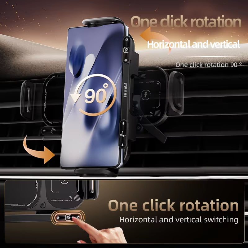 Electronic Gadgets Wholesale 15W Stable anti Shake 360 Rotation Folding Screen Car Wireless Charger Pad Phone Holder for Phone