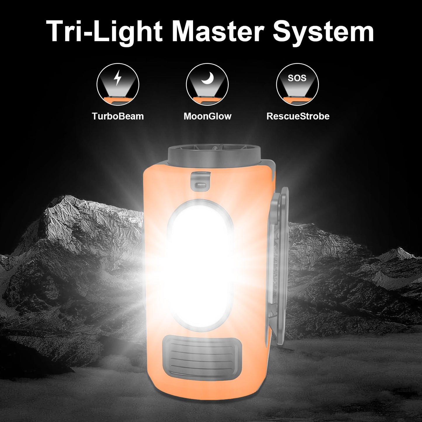 Clip On Wearable Belt Personal Fan, Rechargeable Battery Powered, With 5 Speed Levels And A Flashlight, Suitable For Outdoor Camping And Traveling Orange