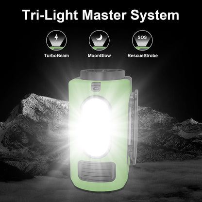 Portable Waist Fan, Clamp On Wearable Belt Personal Fan, Rechargeable Battery Powered, With 5 Speed Levels And Flashlight, Suitable For Outdoor Camping And Travel Army Green