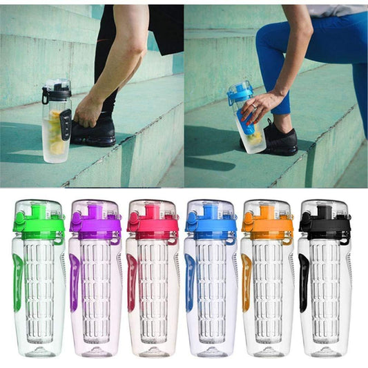 Fruit Infuser Water Bottle 32oz – BPA-Free Plastic Sports & Juice Shaker Bottle