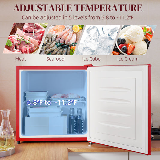 Mini Freezer, Compact Upright Freezer With Removable Shelves, Red