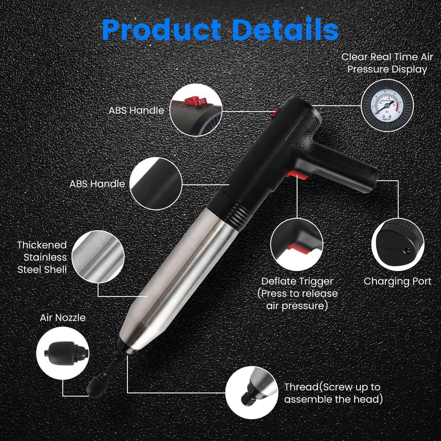 Electric Toilet Plunger High Pressure Air Plunger Air Drain Blaster Drain Clog Remover With Real Time Pressure Display For Toilets Bathroom Floor Drain Kitchen Sinks Plumbing Clogs