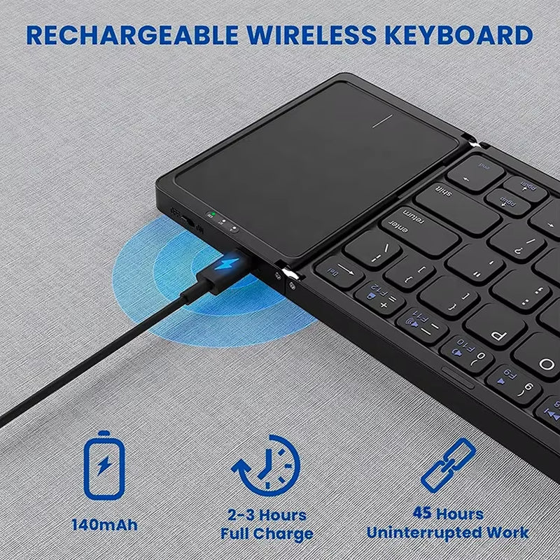 Rechargeable Battery Touchpad IOS Android Windows Mac OS Mini Portable Wireless Foldable Keyboard for Phone PC