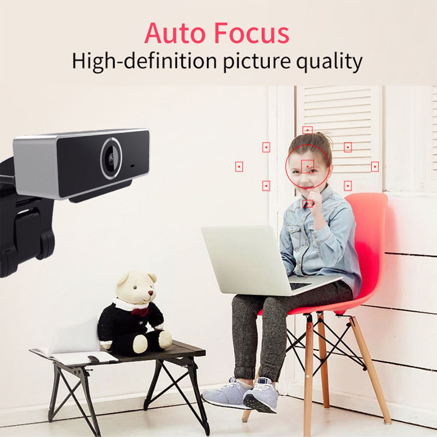 FHD 1080P Webcam USB PC Computer Webcam Auto Focus With Microphone 60-Degree Widescreen Desktop Laptop Webcam Live Streaming Webcam With Rotatable Clip For Live Broadcast Video Calling Conferencin