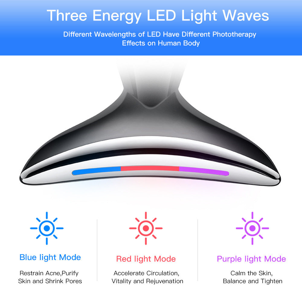 Neck Face Beauty Device With 3 Colors LED Photon Therapy Skin Tighten Reduce Double Chin Face Lifting Devices