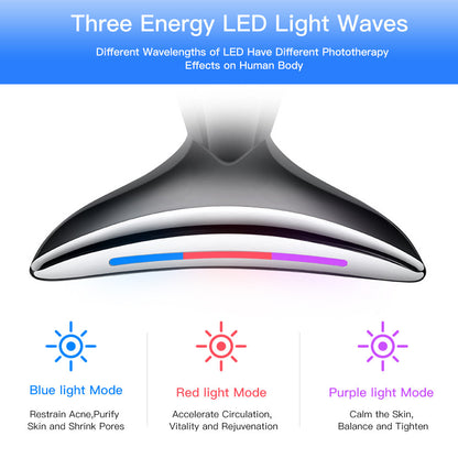 Neck Face Beauty Device With 3 Colors LED Photon Therapy Skin Tighten Reduce Double Chin Face Lifting Devices