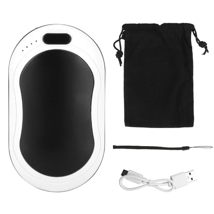 Portable Hand Warmer Power Bank Rechargeable Pocket Warmer Double-Sided Heating With Flashlight 3 Temperature Adjustment