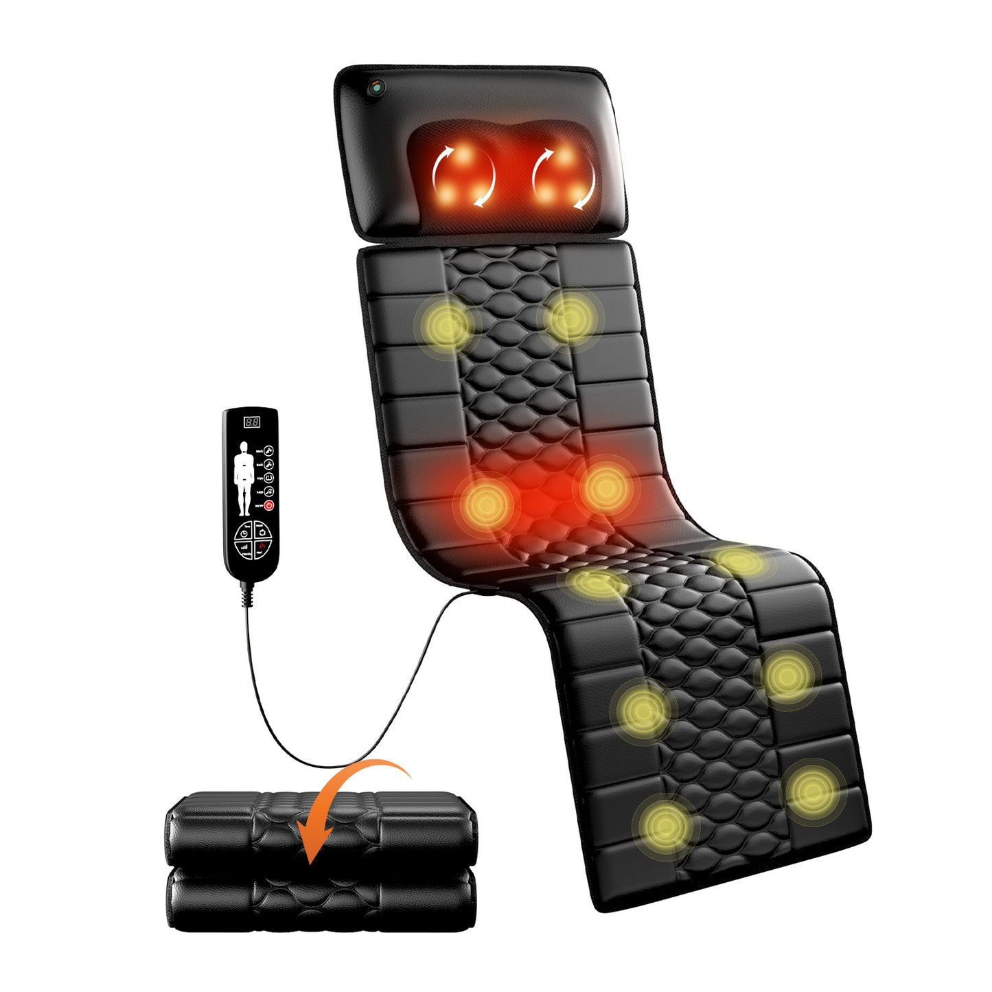 Foldable Massage Mattress Controller With Smart Heating And Timer, Perfect For Full-body Relaxation At Home, Portable And Convenient For Home Use