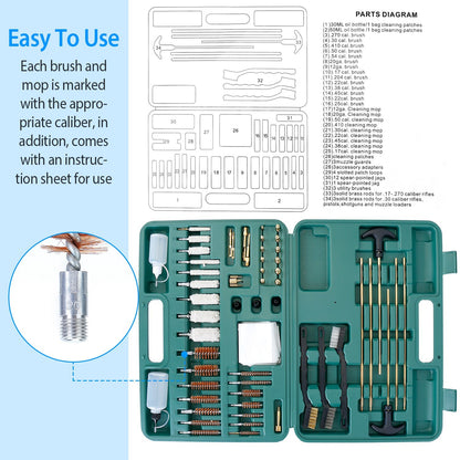 Universal Gun Cleaning Kit Gun Cleaning Brushes Mops Muff Guard With Carrying Case For Rifles Pistols Handguns Shotguns