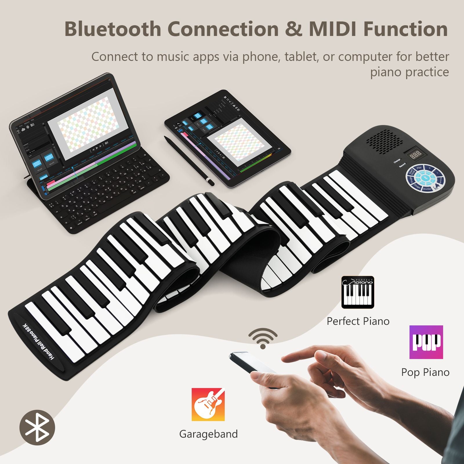 Portable 88-Key Roll up Electronic Piano for Kids and Beginners