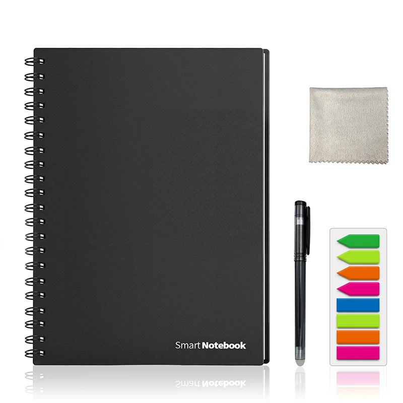 Smart Reusable Erasable Notebook Paper Erase Notepad Note Pad Lined with Pen Pocketbook Diary Journal Office School Drawing Gift